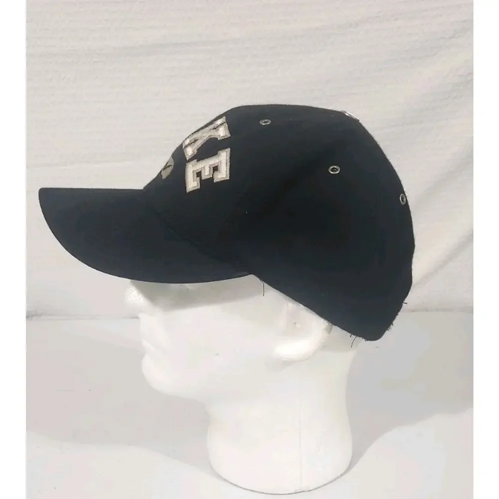 Vtg Nike Black Swoosh Strapback Mens Baseball Embroidered